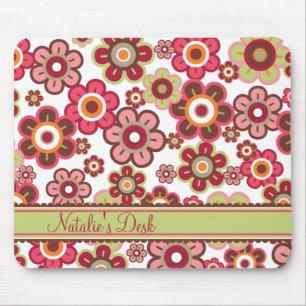 Mousepad Divertimento feminino do teste padrão das flores