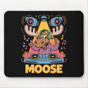 Mousepad Dj Animal Moose Mixing Bate Música Divertida