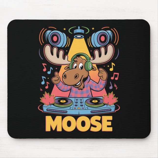 Mousepad Dj Animal Moose Mixing Bate Música Divertida (Frente)