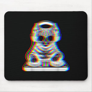 Mousepad Dj Cat Edm Música Engraçada Presente Para Gatos De
