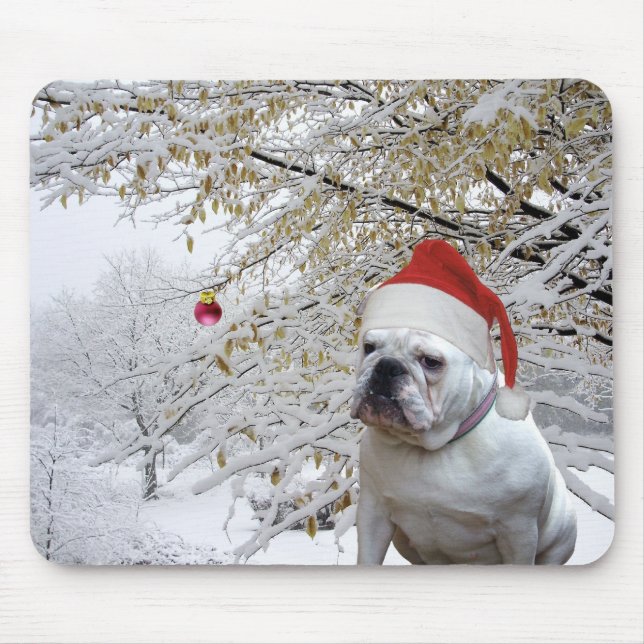 Mousepad do buldogue do White Christmas (Frente)