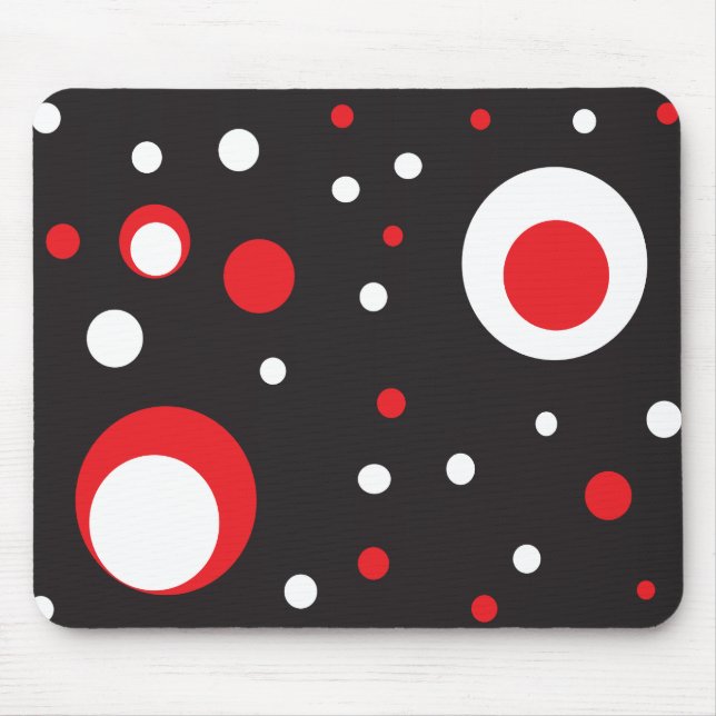 Mousepad do Círculo Retro Vermelho e Branco (Frente)