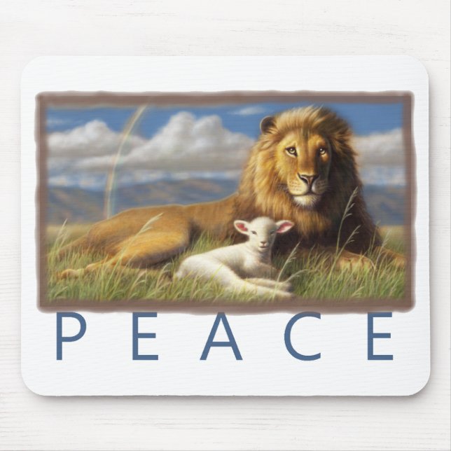 Mousepad do leão e do cordeiro da paz (Frente)
