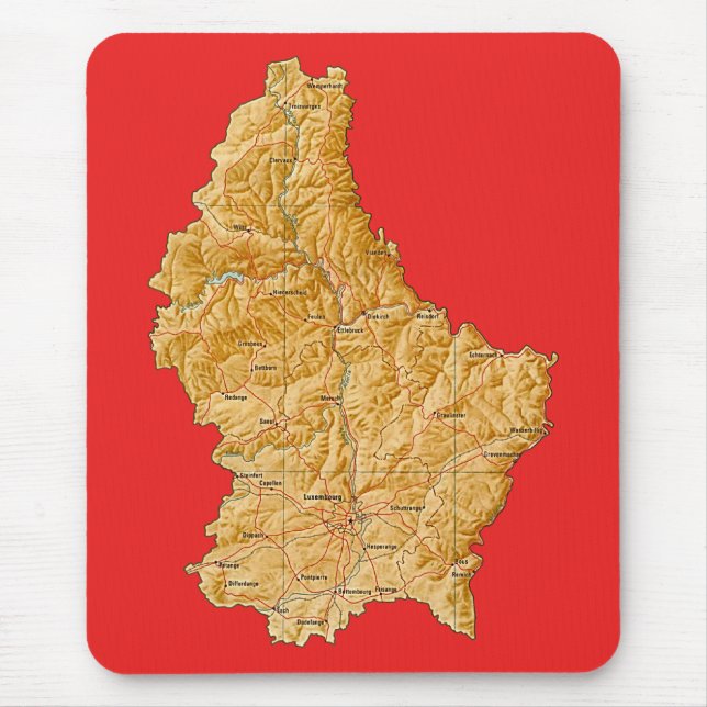 Mousepad do mapa do Luxemburgo (Frente)