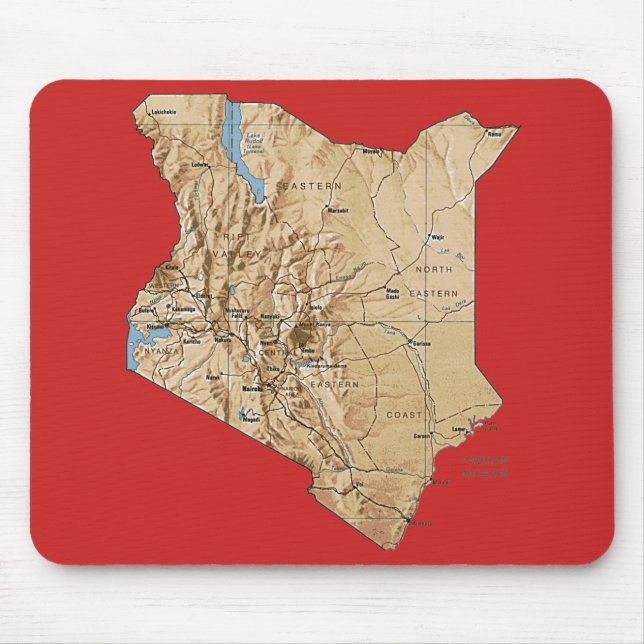 Mousepad do mapa do Quênia (Frente)