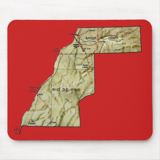 Mousepad do mapa do Sara Ocidental (Frente)