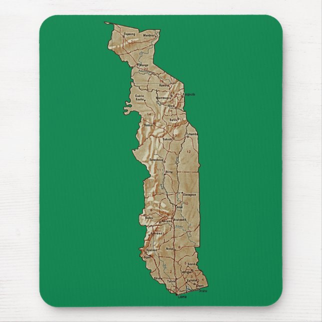 Mousepad do Mapa do Togo (Frente)