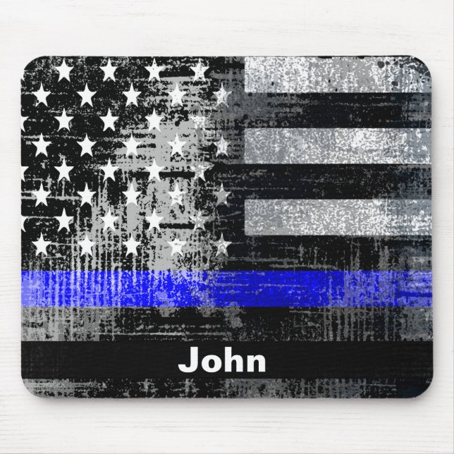 Mousepad do Nome da Linha Azul Grunge (Frente)