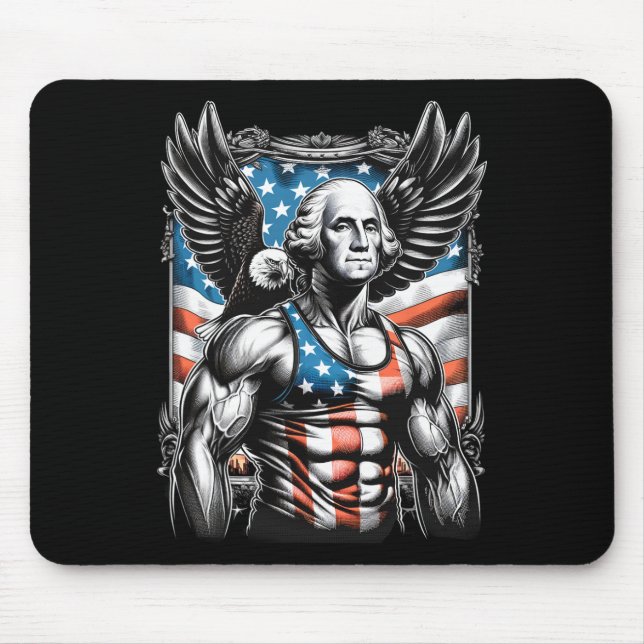 Mousepad Do Patriótico Funny George Washington 4 de julho (Frente)