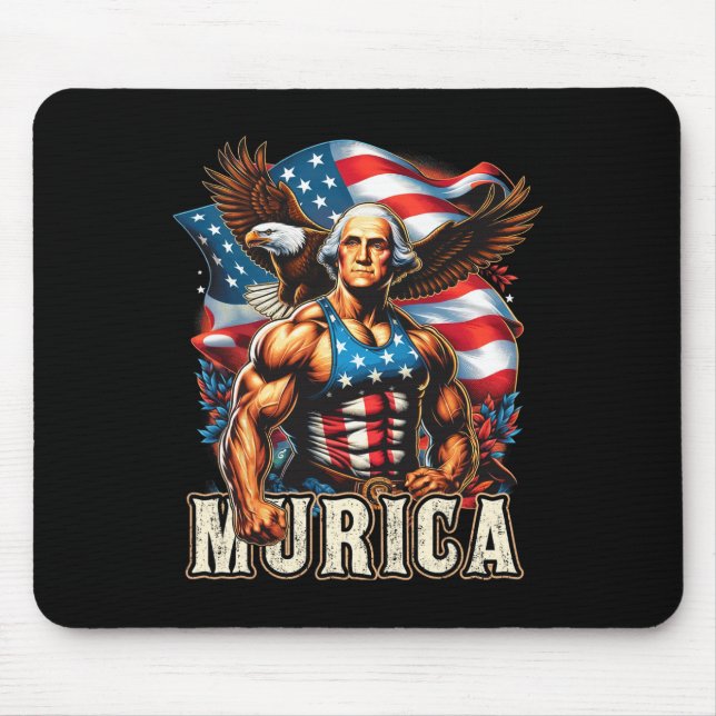 Mousepad Do Patriótico Funny George Washington 4 de julho (Frente)
