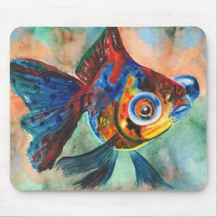 Mousepad do peixe dourado do olho do telescópio d