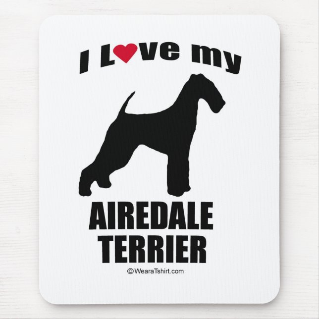 MOUSEPAD DO "RAÇA CÃO" - AIREDALE TERRIER - "EU AMO MEU (Frente)