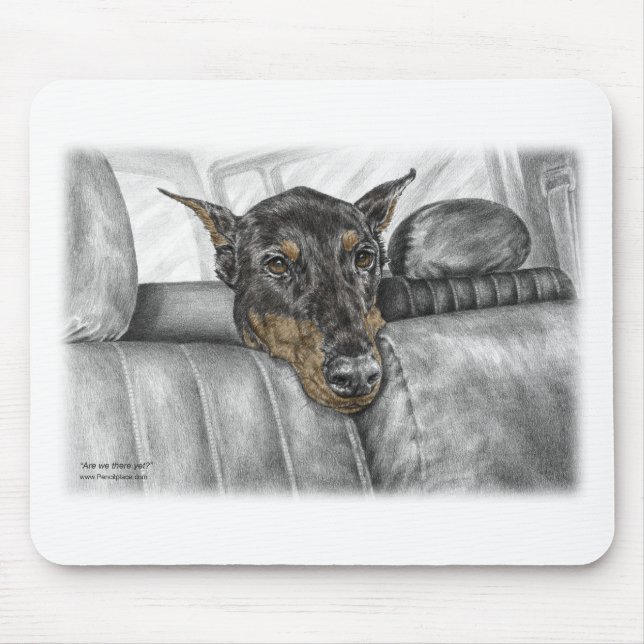 Mousepad Doberman a viajar de carro (Frente)