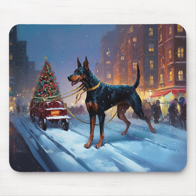 Mousepad Doberman Christmas Fesason Season (Frente)