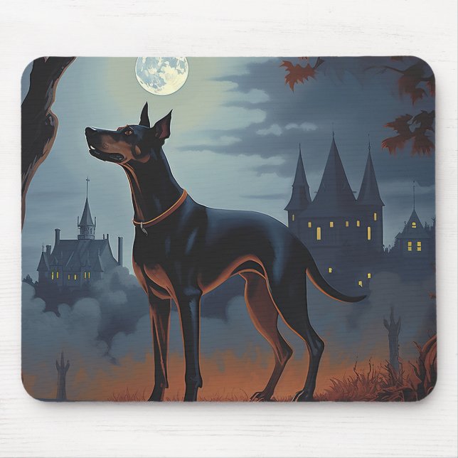 Mousepad Doberman Halloween Assustador (Frente)