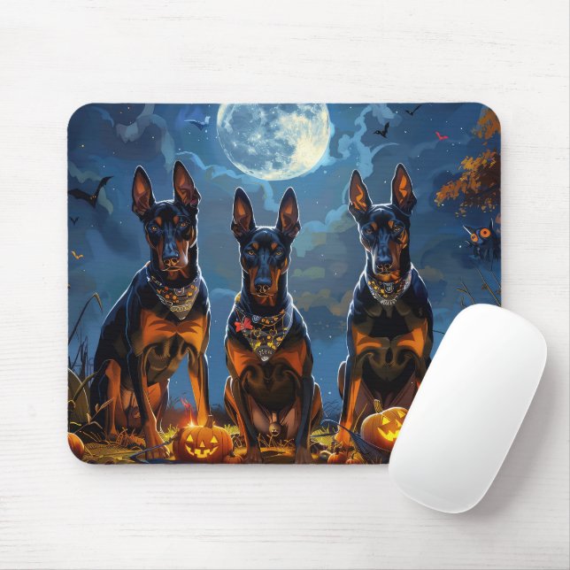 Mousepad Doberman Halloween Assustador (Com mouse)
