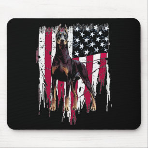 Mousepad Doberman Pinscher Bandeira Americana EUA Incrível 
