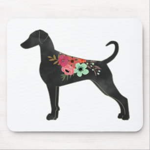 Mousepad Doberman Pinscher Dog Breed Boho Floral Silhouette