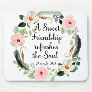 Mousepad Doce Amizade Floral Proverbs 27:9 Christian