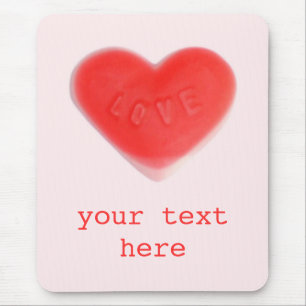 Mousepad Doce coração Rosa 'Seu Texto'