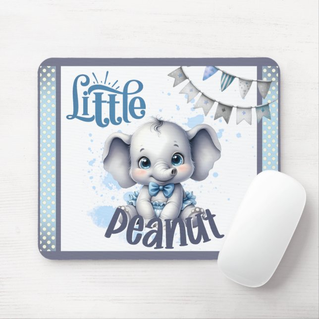 Mousepad Doce Elefante Azul - Amendoim Pequeno (Com mouse)
