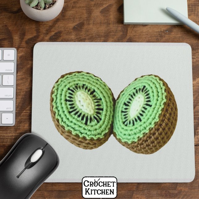 Mousepad Doce Fruta Mínima Verde de Crochet Kiwi Moderna (Criador carregado)