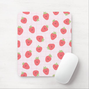 Mousepad Doce Padrão de Morango – Morango Kawaii
