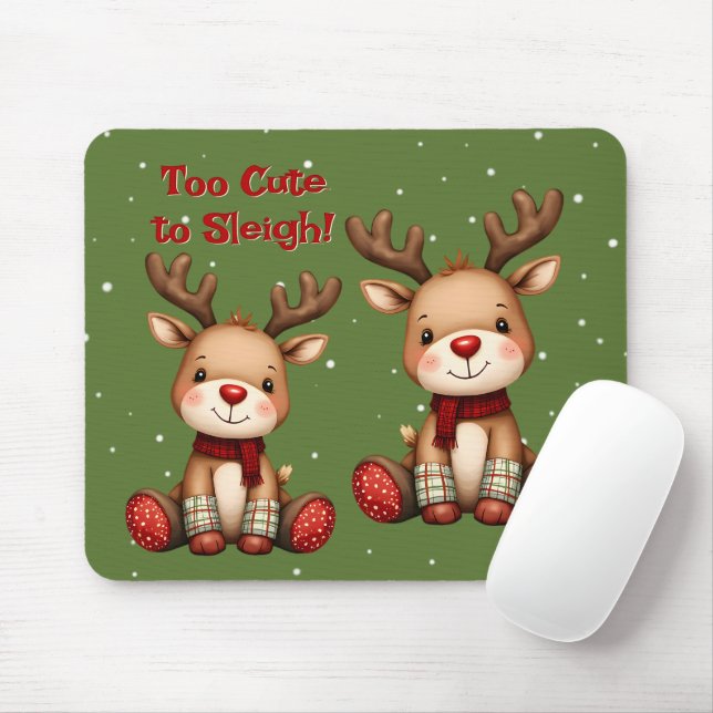 Mousepad Doce Par de Rena na Neve de Férias (Com mouse)