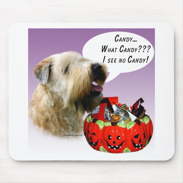 Mousepad Doces de Terrier Halloween, De Roda Revestida Maci (Frente)