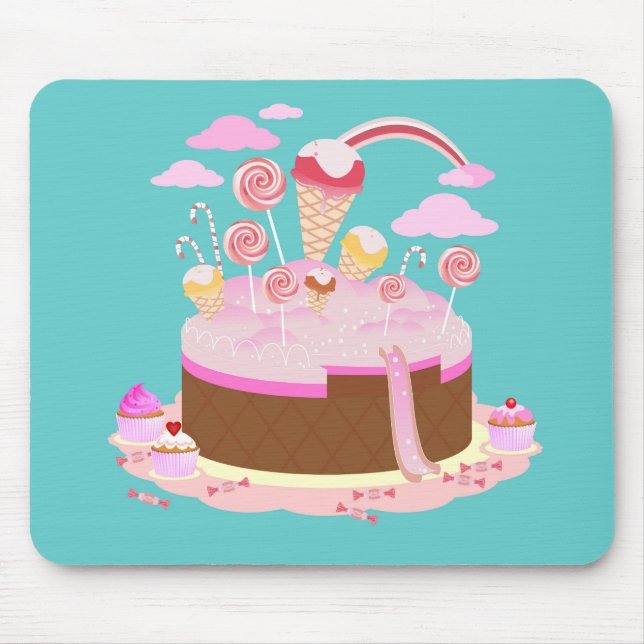 Mousepad Doces e bolo de chocolate para festa de aniversári (Frente)