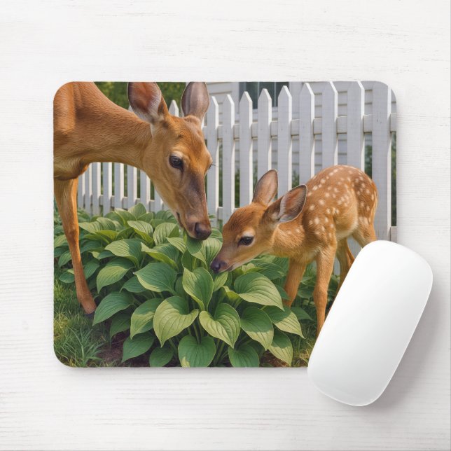 Mousepad Doe e Fawn Comendo Hosta (Com mouse)