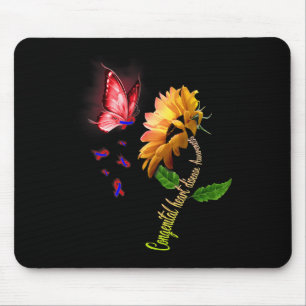 Mousepad Doença Cardíaca Congênita Borboleta Girassol Consc