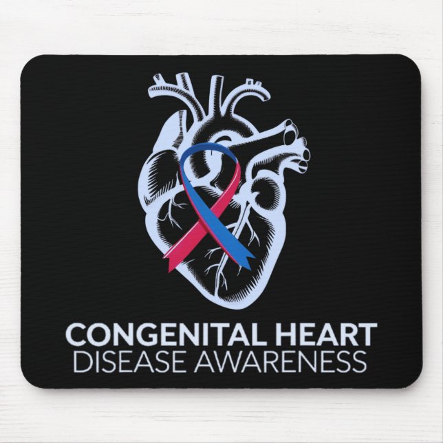 Mousepad Doença Cardíaca Congênito Com Fita Vermelha E Azul (Frente)