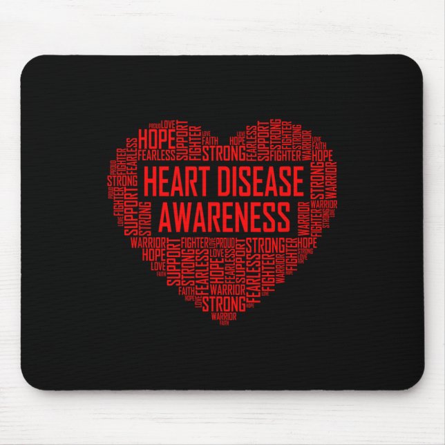 Mousepad Doença Cardíaca Sensibilização Coração Vermelho Pr (Frente)