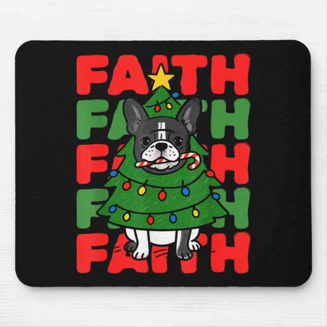Mousepad Dog Christmas Faith French Bulldog Puppy Family Gr (Frente)