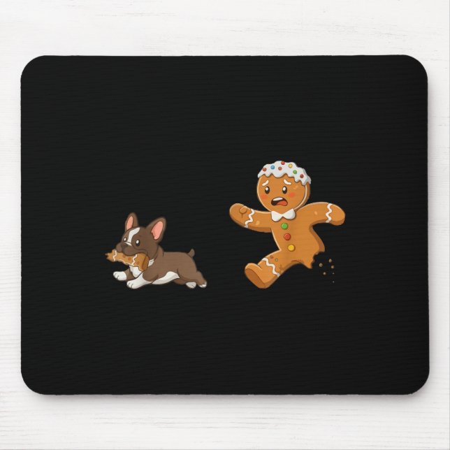 Mousepad Dog Mom Shirt Gingerbread Chasing French Bulldog C (Frente)