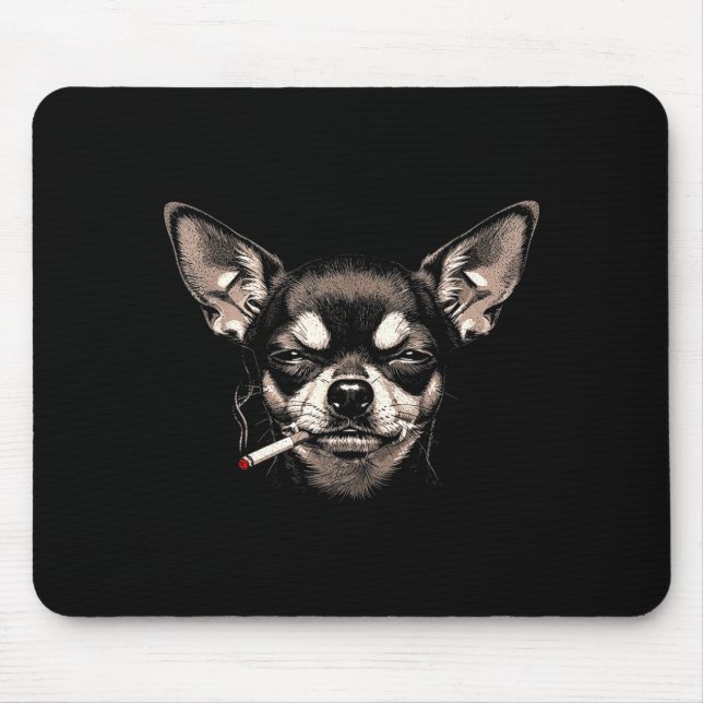 Mousepad Dog Smoking Cigarette Funny Chihuahua Meme Men Wom (Frente)