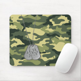 Mousepad Dog tags Militares com Impressões de Pata em Camo