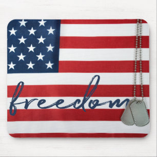 Mousepad Dog tags militares na bandeira americana