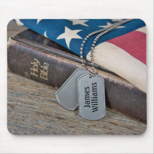 Mousepad Dog tags militares na Bíblia com nome