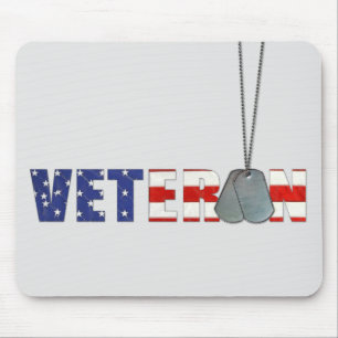 Mousepad Dog tags veteranos em Cinza