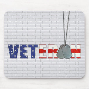 Mousepad Dog tags Veteranos no Tijolo de Cinza