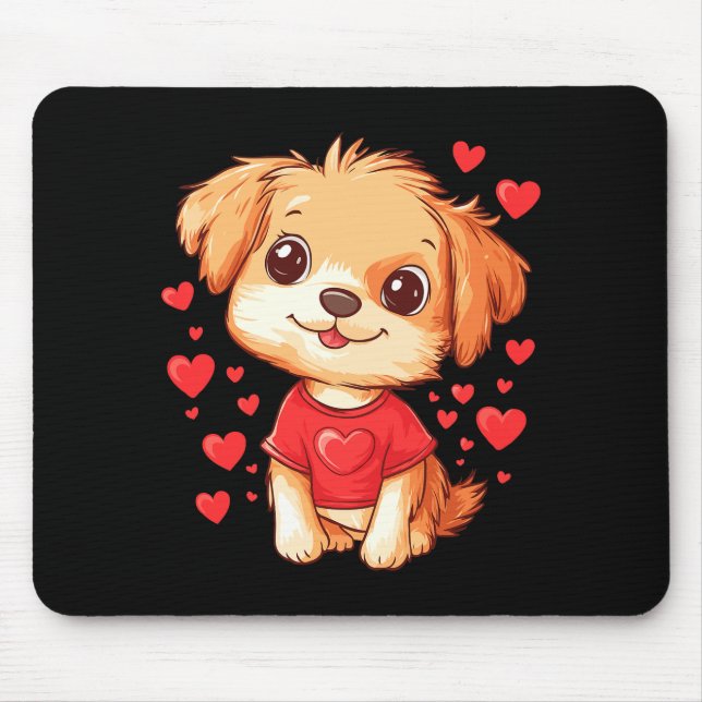 Mousepad Dogs Lover Heart Girls Puppy Valentine’s Day Women (Frente)