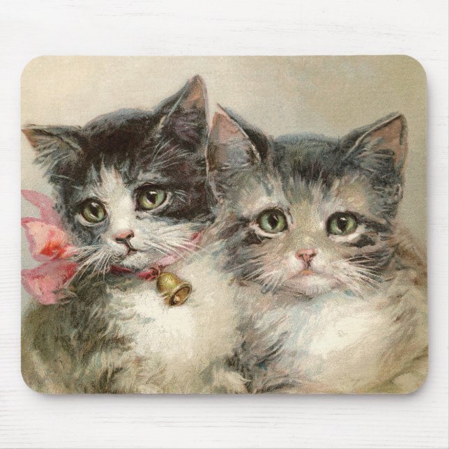 Mousepad Dois adoráveis gatinhos vitorianos. (Frente)