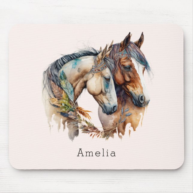 Mousepad Dois Belos Cavalos Oeste Boho (Frente)