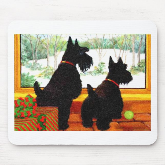 Mousepad Dois Cachorros Scotty no Natal (Frente)