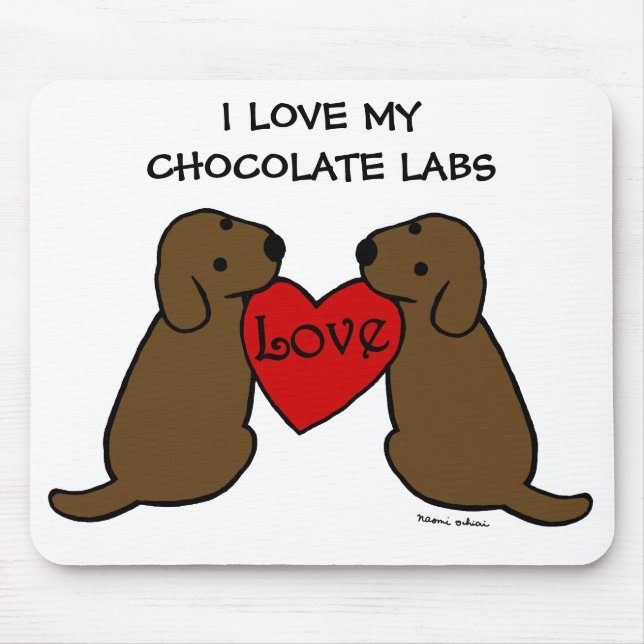 Mousepad Dois chocolate Labradors com desenhos animados do (Frente)