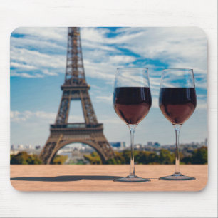 Mousepad Dois copos de vinho com torre Eiffel