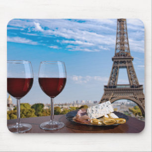 Mousepad Dois copos de vinho no café em Paris