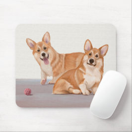 Mousepad Dois Corgis Cute